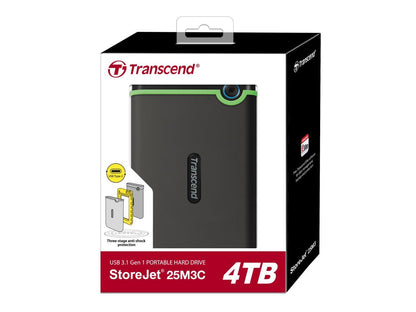 4TB Transcend USB3.1 Type-C StoreJet 25M3C 2.5-inch External Hard Drive Shock-Resistant
