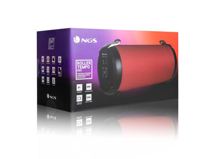 NGS 20W Portable Wireless TWS & BT Speaker with USB/SD/AUX IN - Roller Tempo, Red