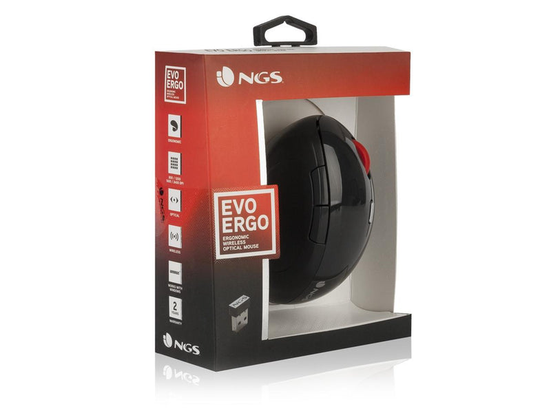 NGS Ergonomic Wireless Mouse, Evo Ergo - Black