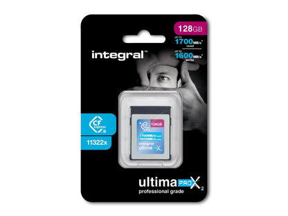 128GB Integral Ultima Pro X2 CFexpress Memory Card 11322X Speed 1700/1600 MB/sec Read/Write