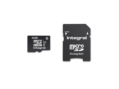 32GB Integral UltimaPro microSDHC CL10 UHS-I memory card w/ SD adapter