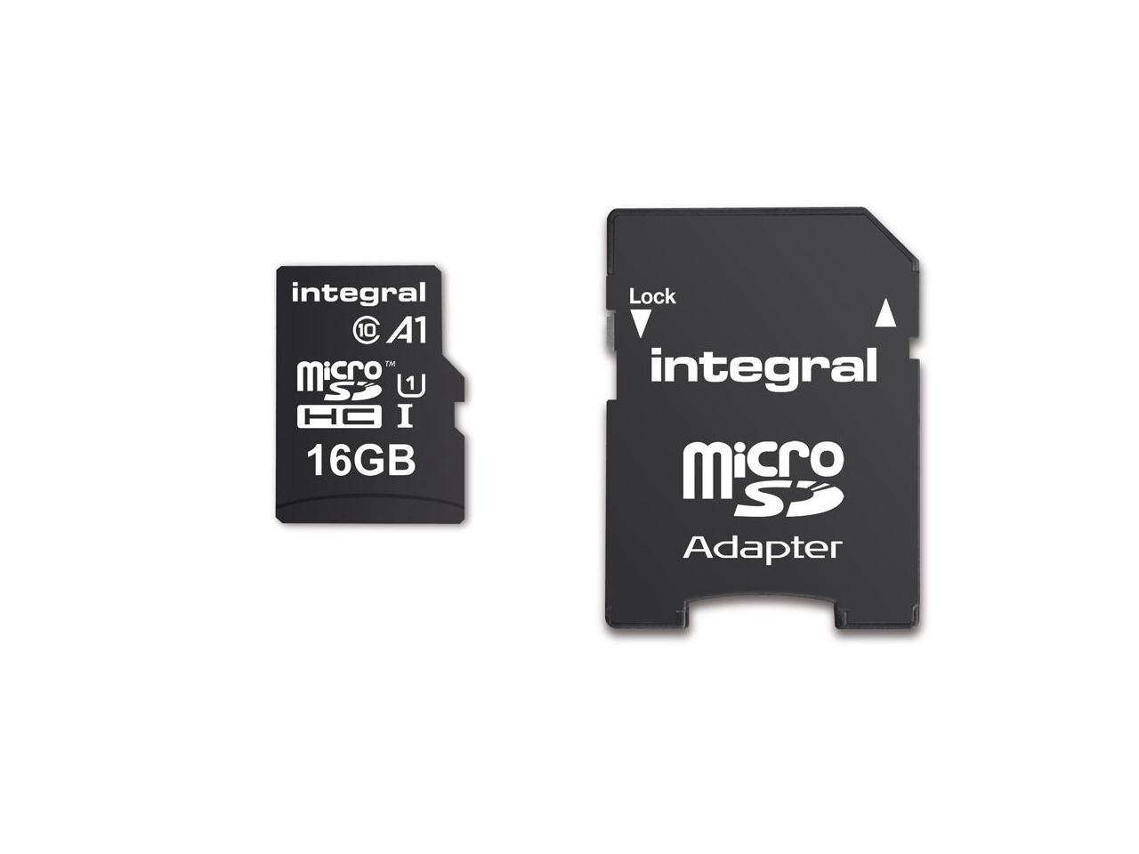 Integral 16GB A1 App Performance microSDHC CL10/UHS-I for Android Tablets/Phones Memory Card Model INMSDH16G10-A1