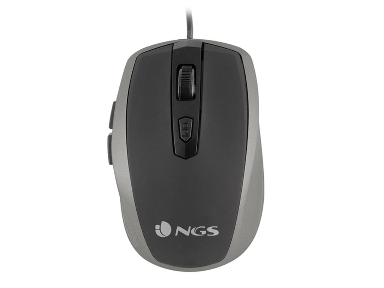 NGS Tick Wired Optical Gaming Mouse, 5 Buttons + Scroll Wheel - Silver