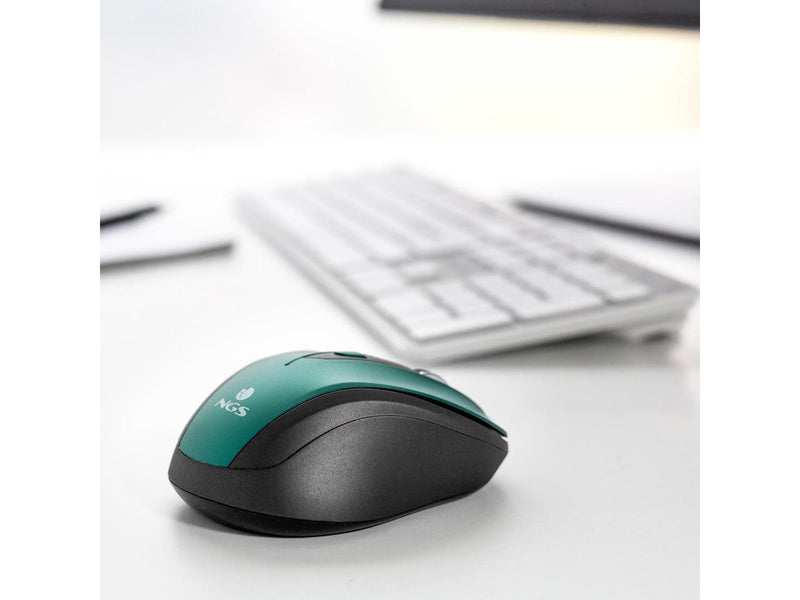 NGS 2.4GHz Wireless Optical Silent Mouse, 5 Buttons + Scroll Wheel - Evo Mute Blue