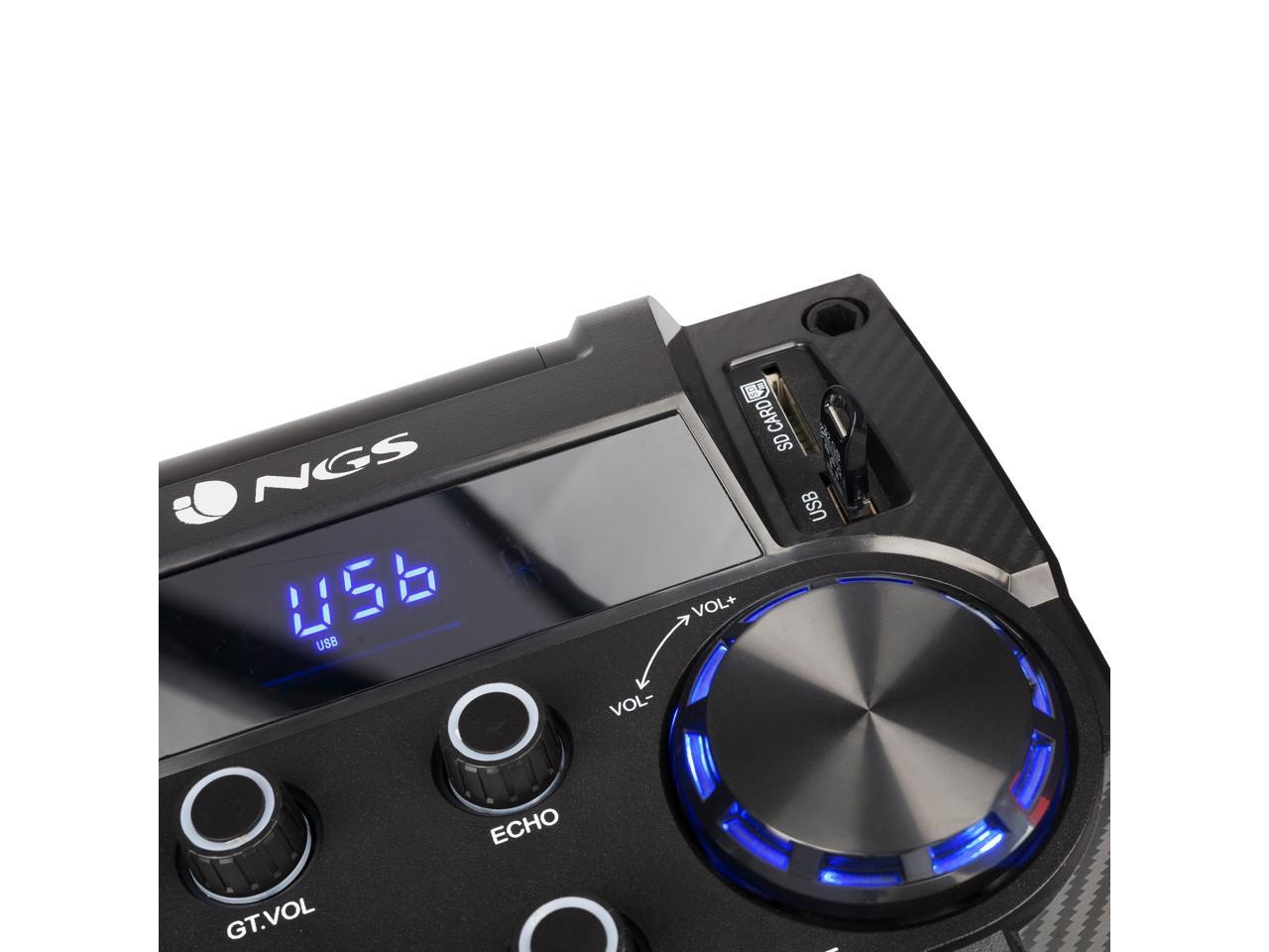 NGS Wild Punk Premium 300W Double 8u201d Bluetooth Woofer Speaker, FM Radio, USB Port, Aux Input