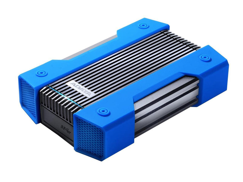 2TB AData HD830 Extreme Durable USB3.1 Portable Hard Drive - Aluminum/Silicone - Black/Blue