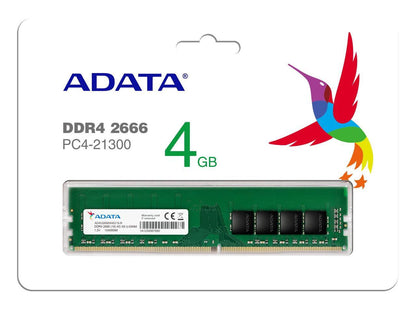 ADATA 4GB DDR4 2666MHz (PC4-21300) CL19 288-Pin Desktop Memory Module AD4U2666W4G19-R