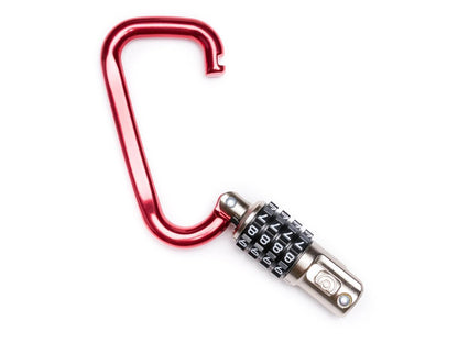 EyezOff 3.5" Carabiner Aluminum Multi Purpose Lock 4-Dial Combination D-Shape (Red)