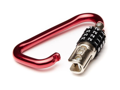 EyezOff 3.5" Carabiner Aluminum Multi Purpose Lock 4-Dial Combination D-Shape (Red)
