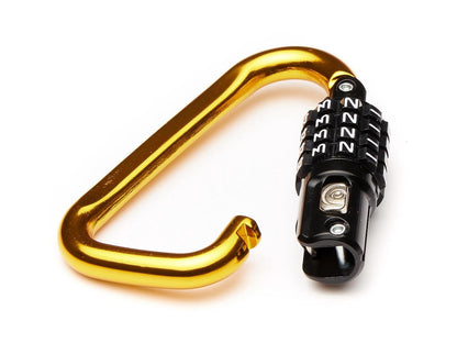 EyezOff 3.5" Carabiner Aluminum Multi Purpose Lock 4-Dial Combination D-Shape (Gold)