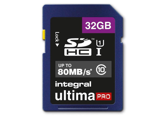 32GB Integral Ultima Pro SDHC 80MB/sec CL10 UHS-1 Memory Card