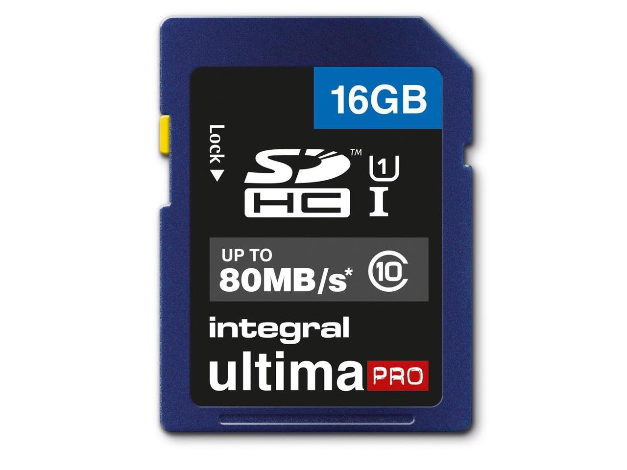 16GB Integral Ultima Pro SDHC 80MB/sec CL10 UHS-1 Memory Card