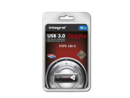 16GB Integral Drive FIPS 140-2 Encrypted USB3.0 Flash Drive (256-bit Hardware Encryption)