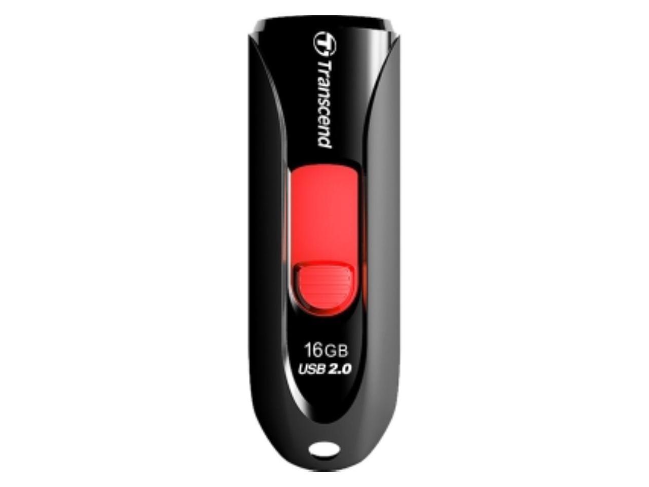 Transcend 16GB JetFlash 590 USB 2.0 Flash Drive - 16 GB - USB 2.0 - Red - Retractable, Capless, LED Indicator USB 2.0 BLACK - TS16GJF590K