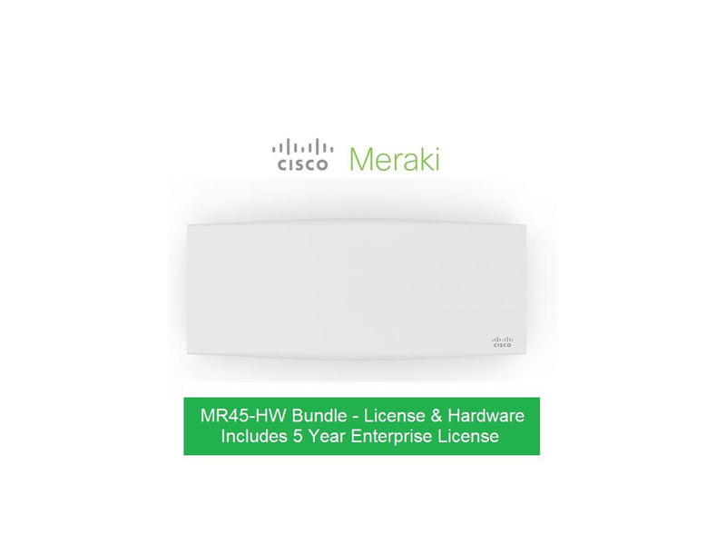 Cisco Meraki MR45 Cloud Managed 802.11ax Compatible AP Includes 5 Year License Bundle