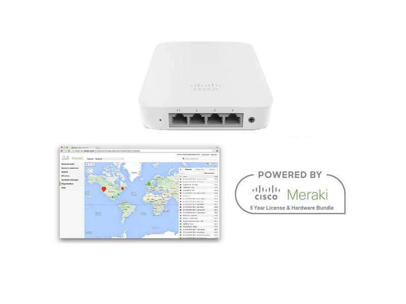 Cisco Meraki MR30H Access Point 802.11ac Wave 2 2x2 4 Port Switch - Includes 5 Year Enterprise Meraki License