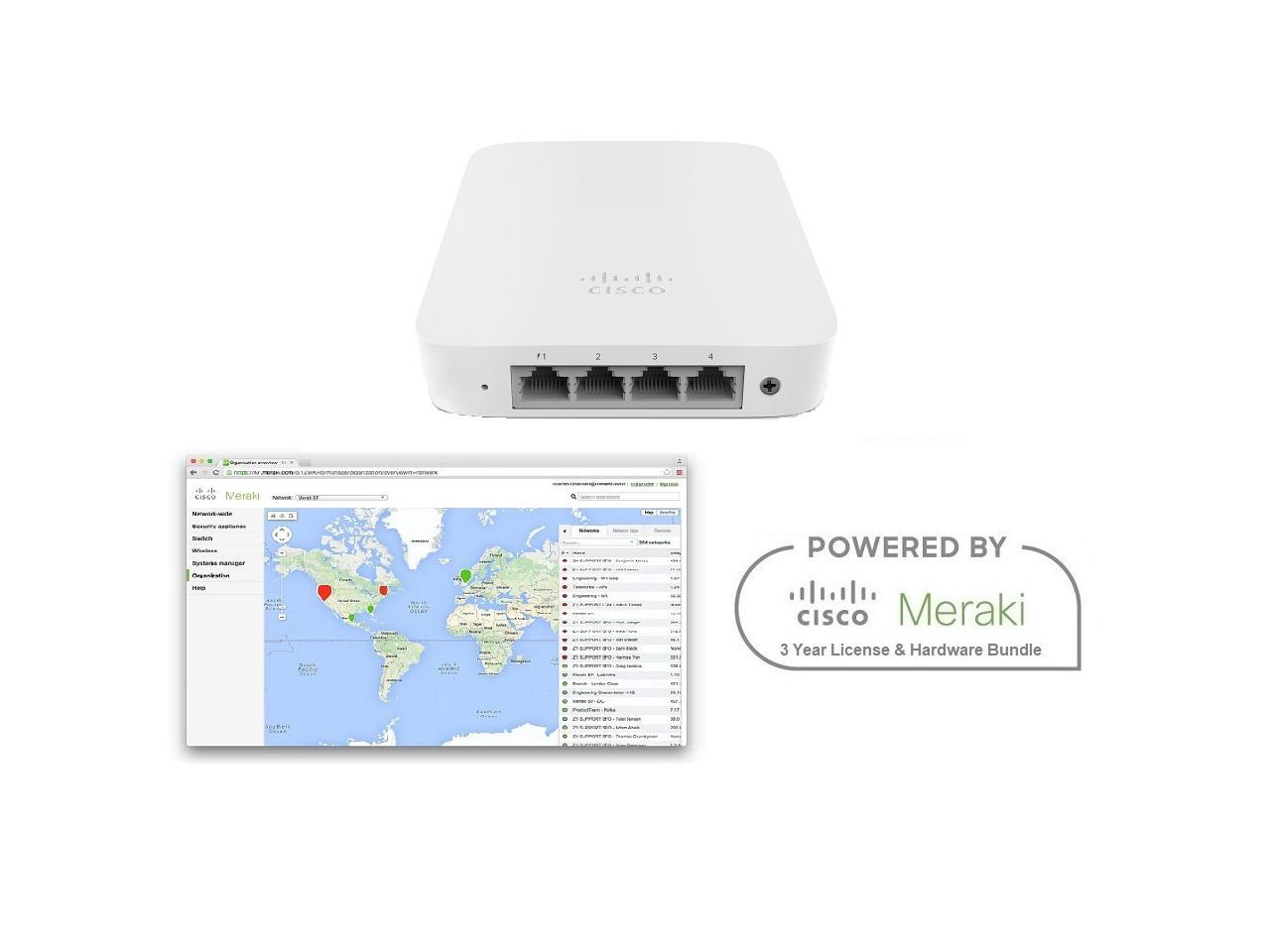 Cisco Meraki MR30H Access Point 802.11ac Wave 2 2x2 4 Port Switch - Includes 3 Year Enterprise Meraki License