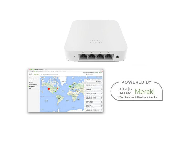 Cisco Meraki MR30H Access Point 802.11ac Wave 2 2x2 4 Port Switch - Includes 1 Year Enterprise Meraki License