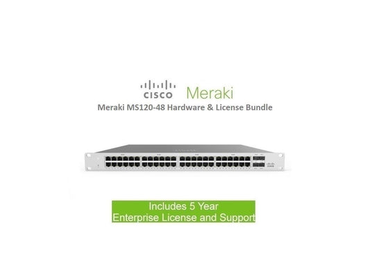 Cisco Meraki MS120-48 48 Port Gigabit Switch Includes 5 Year Enterprise License