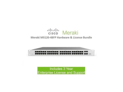 Cisco Meraki MS120-48FP 48 Port Switch Includes 3 Year Enterprise License