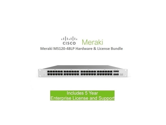 Cisco Meraki MS120-48LP 48 Port PoE Switch Includes 5 Year Enterprise License