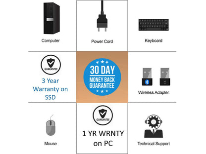Dell 5070 USFF, Quad Core Celeron upto 2.50GHz, 8GB DDR4, 128GB M.2 SSD, USB 3.1, WiFi, Bluetooth, 4K UHD 2-Monitor Support, Display Port, HDMI, Windows 10 Pro
