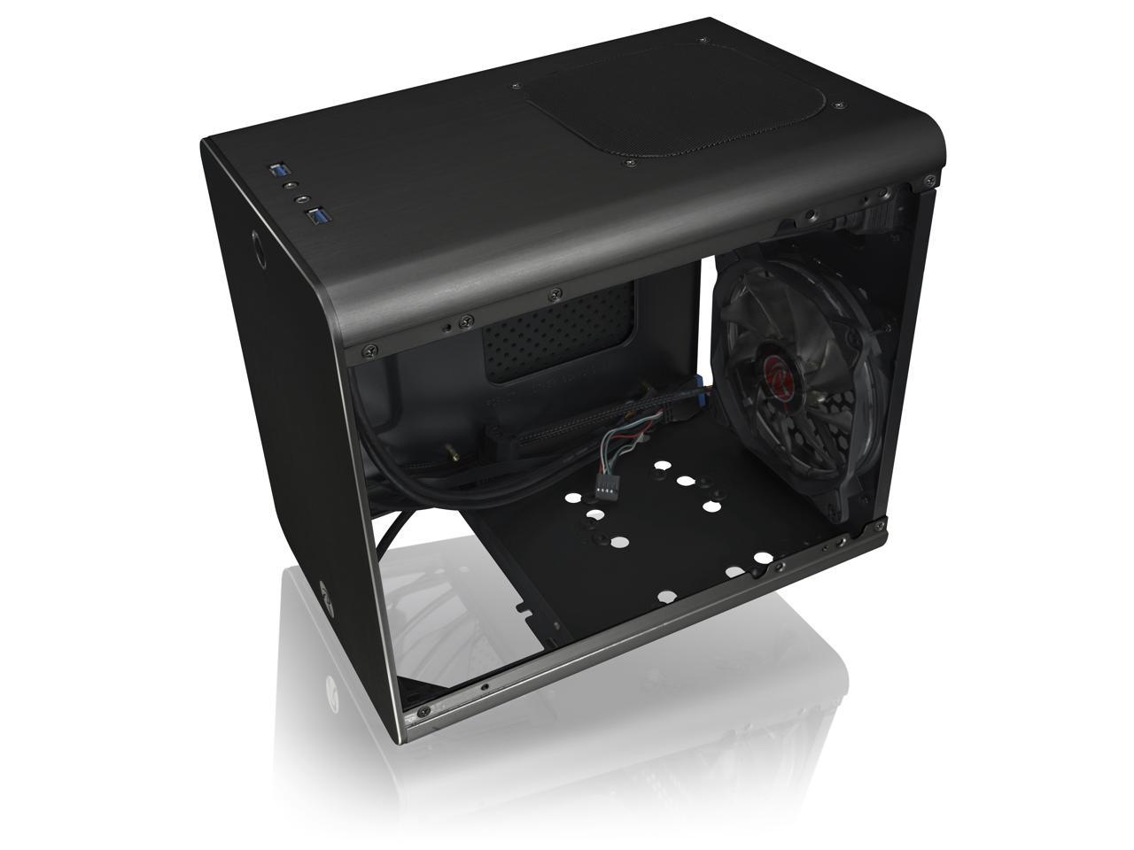 RAIJINTEK METIS PLUS BLACK, a Alu. M-ITX Case, is with one 12025 LED fan at rear, USB 3.0* 2, Ventilate holes at top, Compatible with Standard ATX PSU, 170mm VGA Card length, 160mm CPU Cooler heigth.