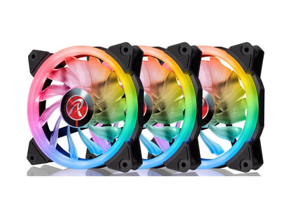 IRIS 12 RBW ADD-3, Addressable RGB - 3pack, 12025 PWM fan, with 8port control hub, Remote controller & Connecting M/B cable, compatible with ASUS/MSI 5V ADD header