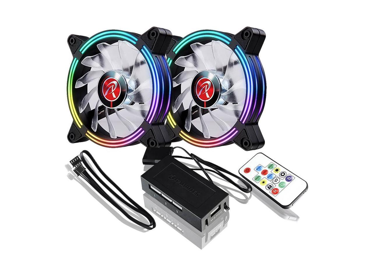 SKLERA 12 RBW ADD -2 pack, Addressable RGB, 12025 PWM fan, with 8 port Addressable LED hub, Remote controller & Connecting M/B cable, compatible with ASUS/MSI 5V ADD header, brings visible color