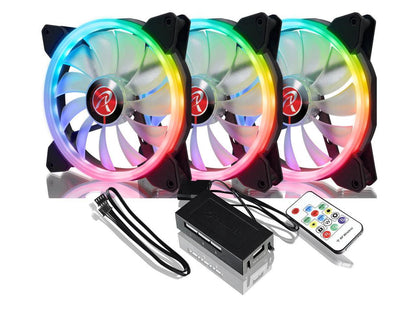IRIS 14 RBW ADD-3, Addressable RGB - 3pack, 14025 PWM fan, with 8port control hub, Remote controller & Connecting M/B cable, compatible with ASUS/MSI 5V ADD header