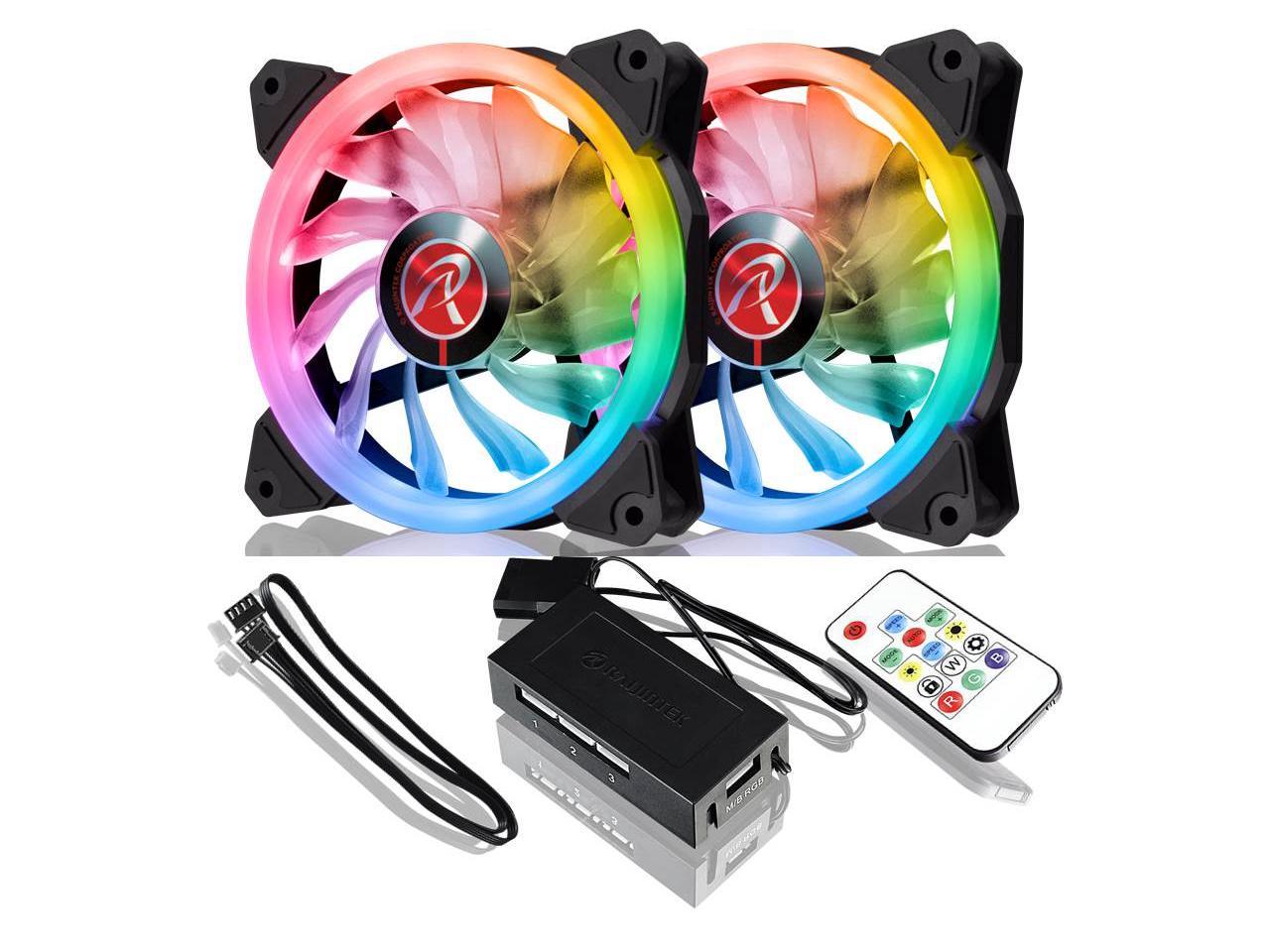 IRIS 12 RBW ADD -2 pack, 12025 Addressable RGB PWM fan, with 8 port Addressable LED hub, Remote controller & Connecting M/B cable, compatible with ASUS/MSI 5V ADD header