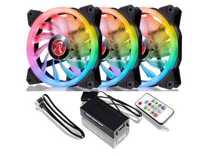 IRIS 12 RBW ADD-3, Addressable RGB - 3pack, 12025 PWM fan, with 8port control hub, Remote controller & Connecting M/B cable, compatible with ASUS/MSI 5V ADD header