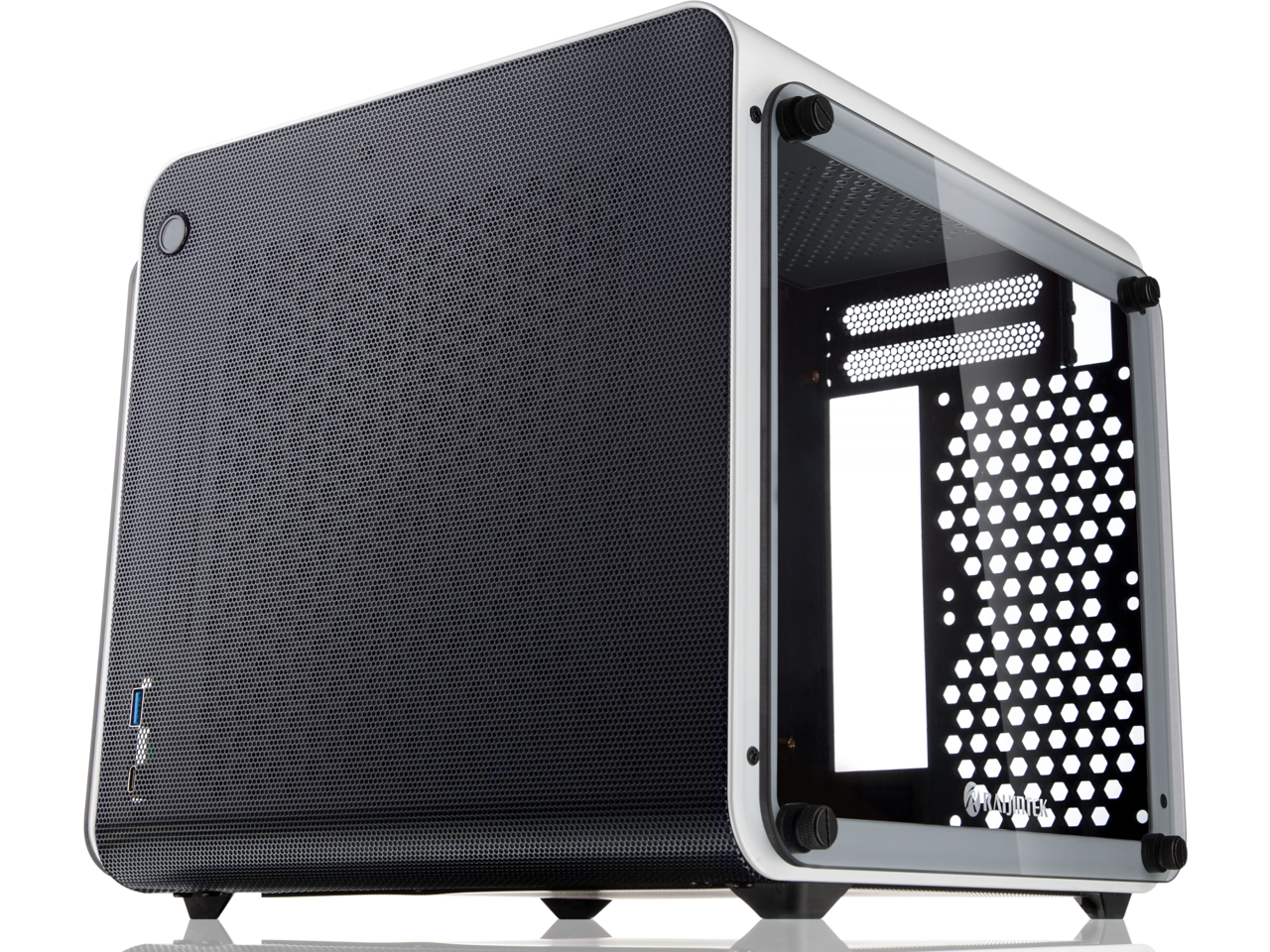 METIS EVO WHITE TGS, an Alu. ITX case with tempered glass, is designed to fulfill the smallest case built with ultra high air flow to solve all thermal issue of SFF chassis, 200mm fan option at front.