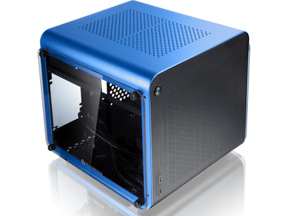 METIS EVO BLUE TGS, an Alu. ITX case with tempered glass, is designed to fulfill the smallest case built with ultra high air flow to solve all thermal issue of SFF chassis, 200mm fan option at front.