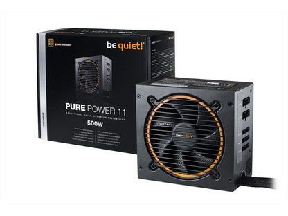 be quiet! Pure Power 11 500W CM, 80 PLUS Gold, two 12V Rails, DC/DC, silence-optimized 120mm be quiet! fan and user-friendly cable management, 5y warranty
