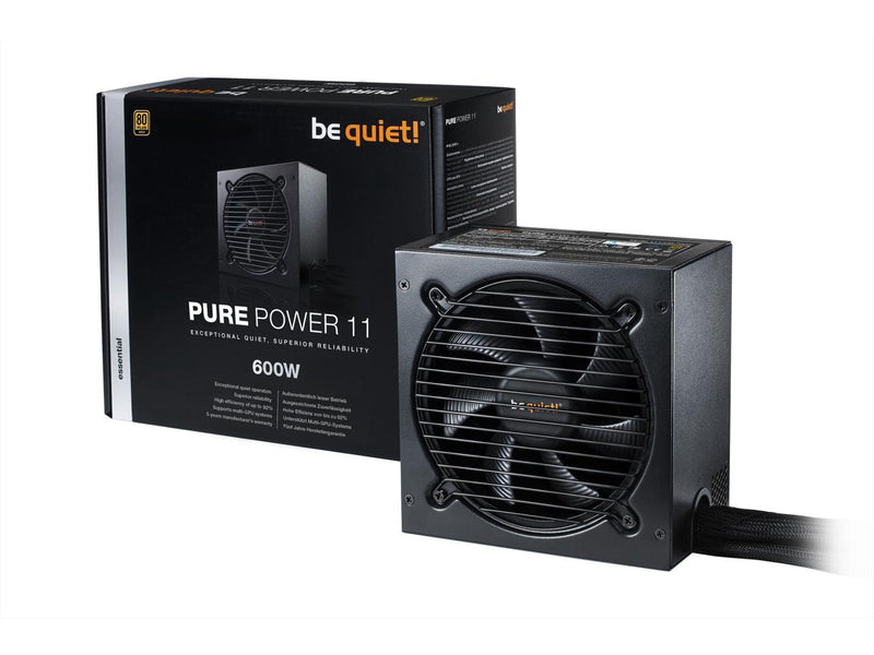 be quiet! Pure Power 11 600 Watt, 80 PLUS Gold , Computer Power Supply PSU, silence-optimized 120mm be quiet! fan and multi GPU ready, DC/DC, two 12V rails, supports all Intel/AMD, 5y Warranty