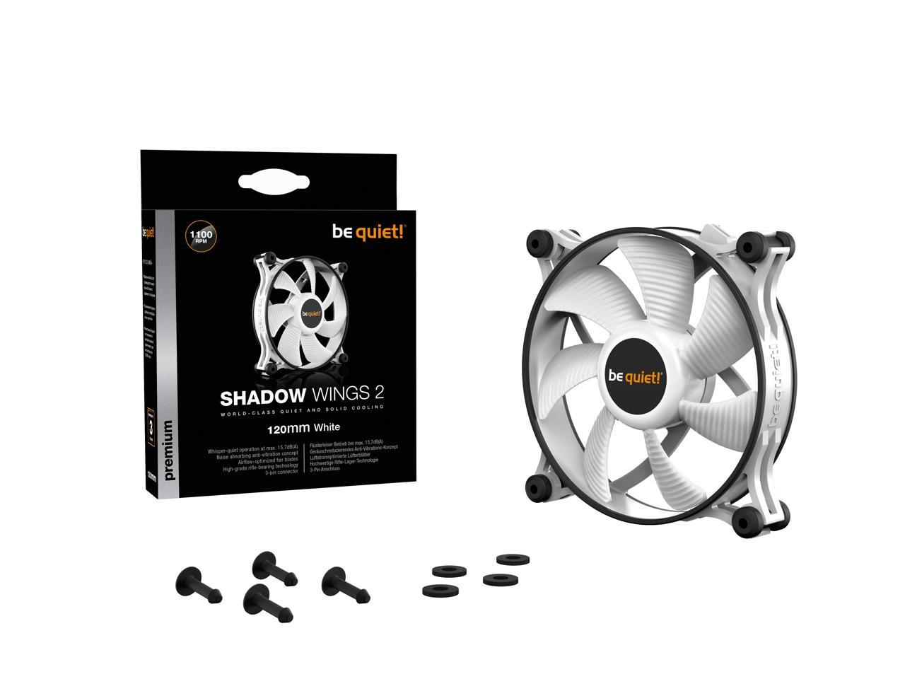 be quiet! Shadow Wings 2 120mm White, case fan, airflow-optimized fan blades, whisper-quiet operation and reliable cooling