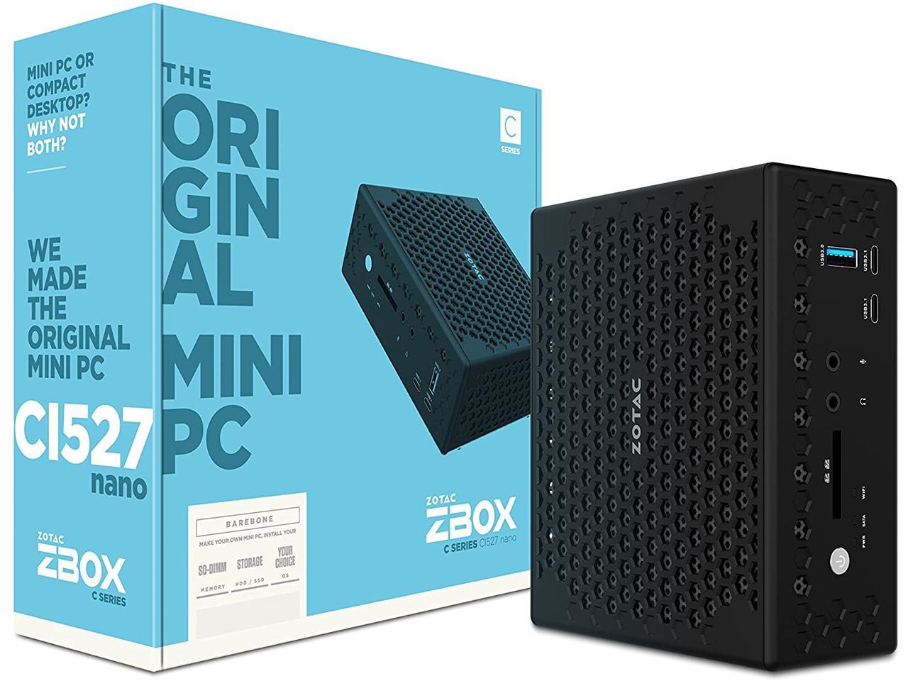 ZOTAC ZBOX C Series CI527 Nano Fan-less Mini PC Intel Core i3-7100U CPU Silent Performance Barebone System ZBOX-CI527NANO-U