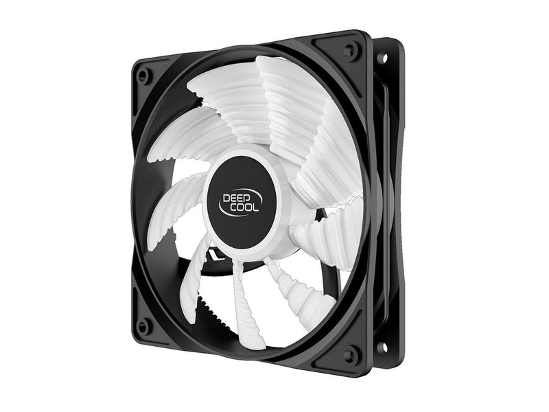DEEPCOOL RF120 Single Color LED Fan (RF120W) - 120mm 9-Blade White LED Cooling Fan with 3-pin/LP4 Power Connector
