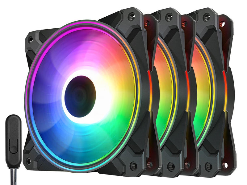 DEEPCOOL CF 120 PLUS (3 in 1) Addressable RGB Halo Ring PWM Fan - with Wired ARGB Controller (Angel-Eye Mode Capable) or Direct ARGB Motherboard Sync