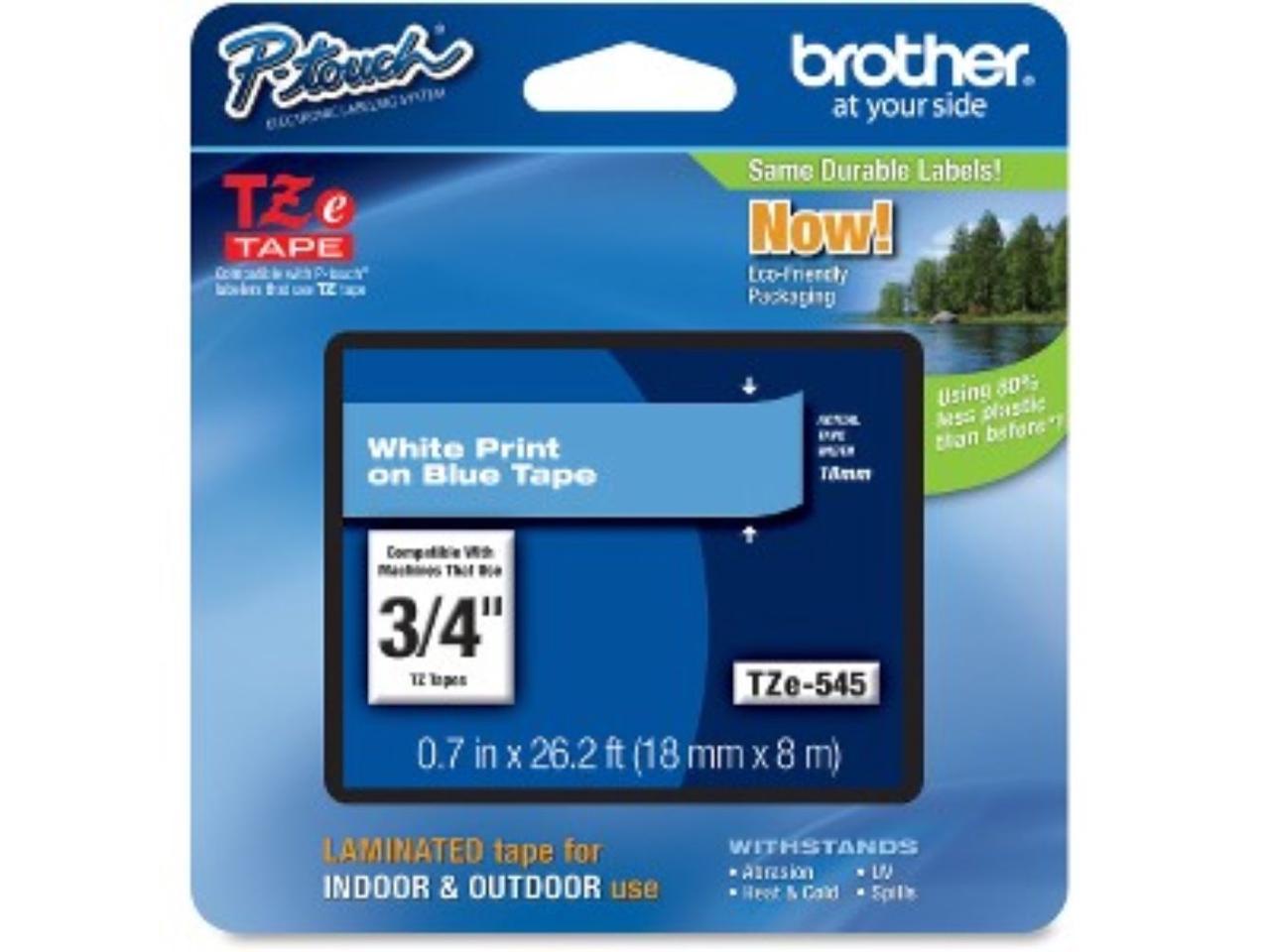 Brother P-Touch TZE-545 TZ Standard Adhesive Laminated Labeling Tape, 3/4w, White on Blue