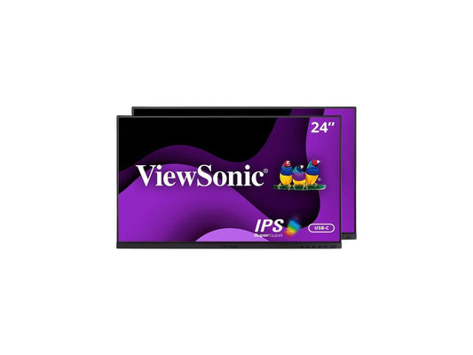 ViewSonic VG2455_56A_H2 24 Inch Dual Pack Head-Only 1080p IPS Monitors with USB 3.2 Type C with 90W Power Delivery, Docking Built-In, HDMI, VGA for Home and Office