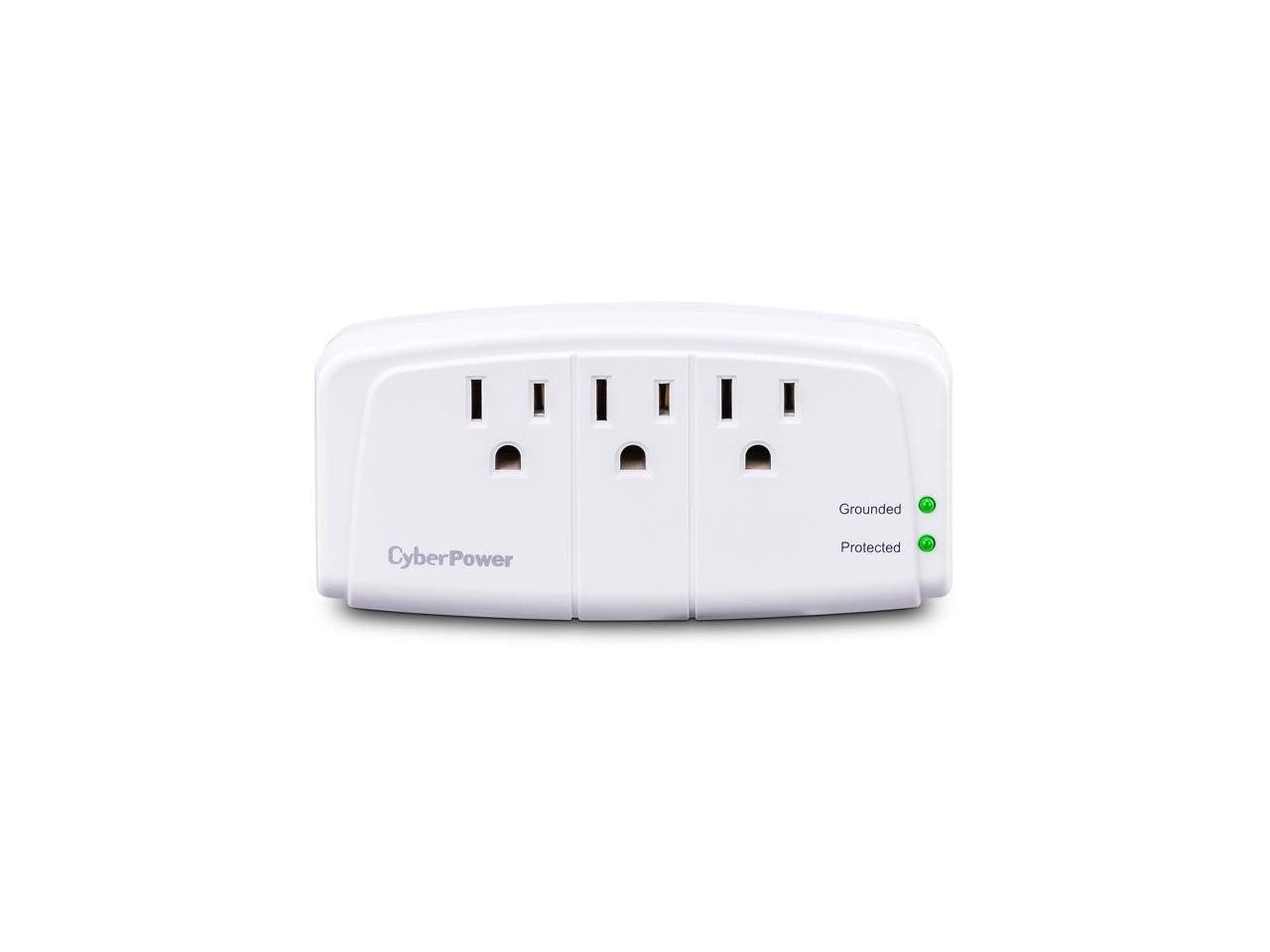 CyberPower CSB300W Essential 3-Outlet Surge Suppressor w/ Wall Tap Plug