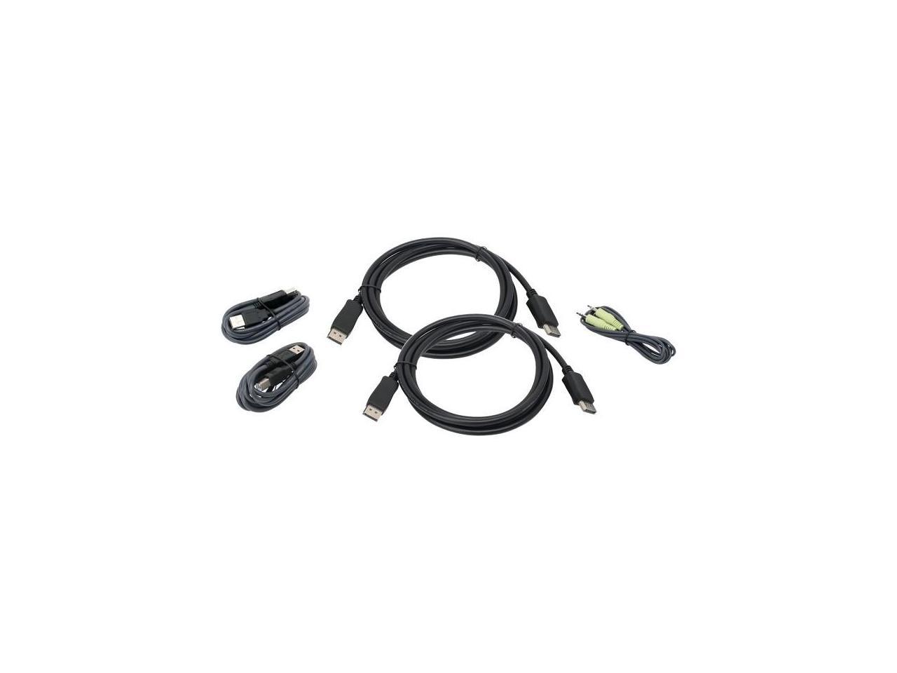 IOGEAR G2L9202UTAA3 6ft Dual View DisplayPort, USB KVM Cable Kit with Audio (TAA) - 1 PACK
