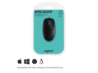 Logitech B110 Silent Wired Mouse - Black