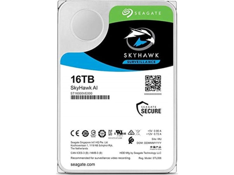 Seagate SkyHawk AI 16TB 3.5" SATA 256MB 7200RPM Hard Drive ST16000VE000