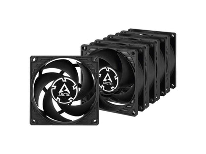 ARCTIC P8 PWM PST (5 Pack) - 80 mm Case Fan, PWM Sharing Technology (PST), Pressure-Optimised, Very Quite Motor, Computer, Fan Speed: 200-3000 RPM - Black