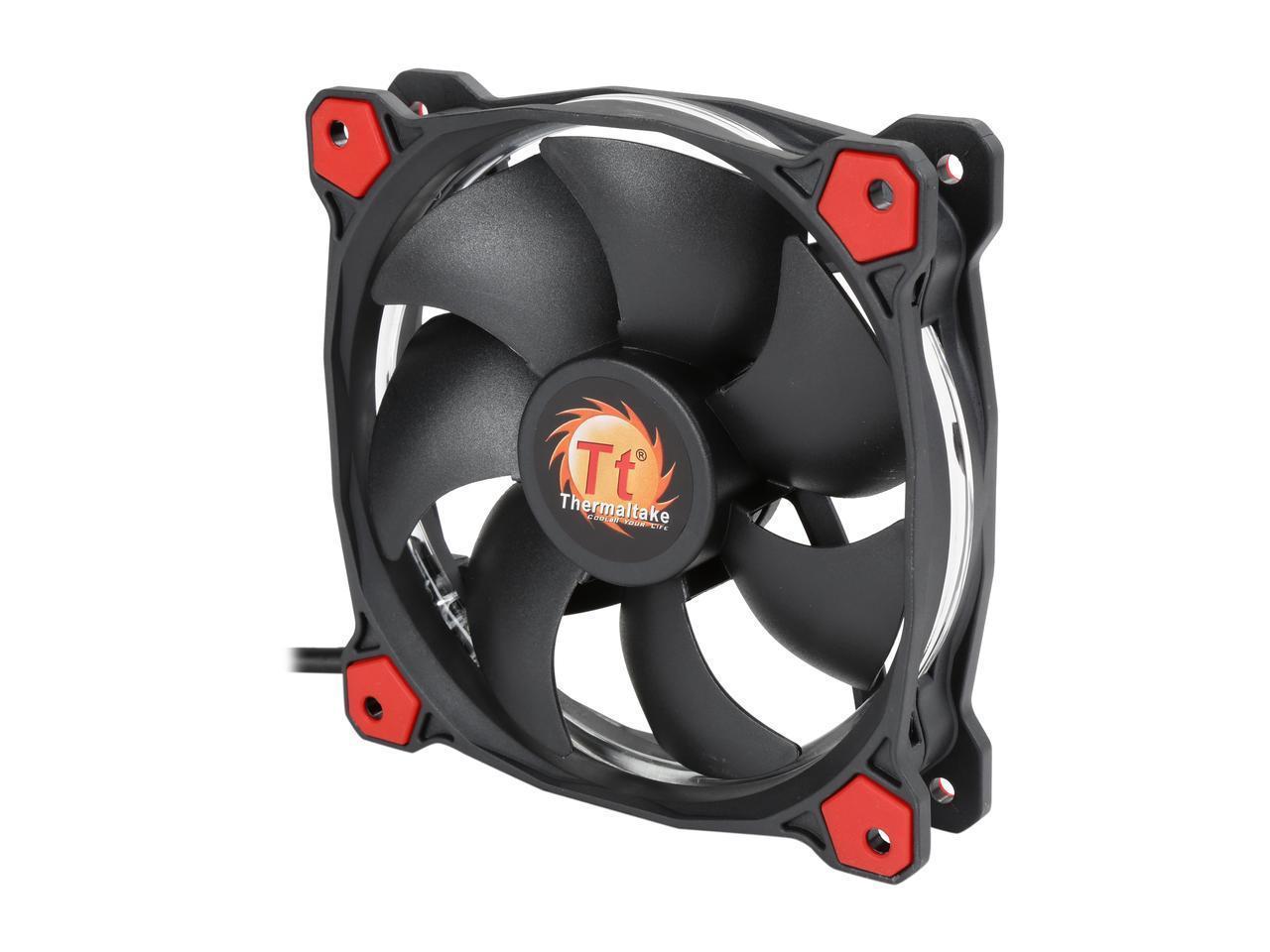 Thermaltake CL-F055-PL12RE-A Riing 12 High Static Pressure 120mm Circular Ring LED Case/Radiator Fan with Anti-vibration Mounting System - Red - 3 PKS