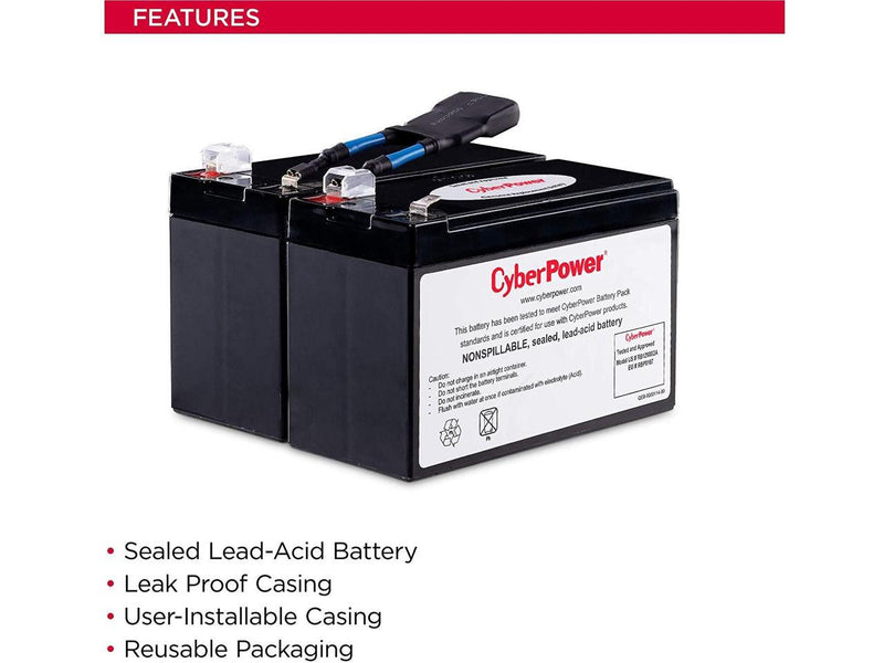 CyberPower RB1290X2A UPS Replacement Battery Cartridge, 12V/9Ah