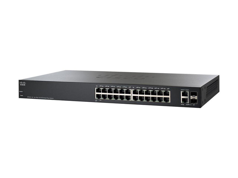 Cisco Small Business Smart Plus SF220-24 - Switch - Managed - 24 x 10/100 + 2 x combo Gigabit SFP - desktop, rack-mounta